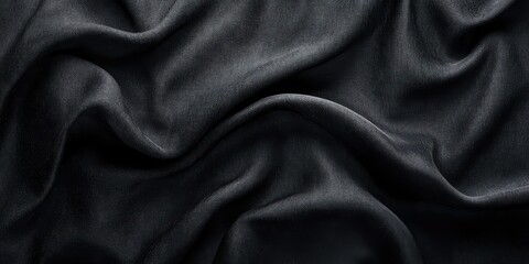 Fototapeta premium Textured black fabric exhibiting elegant folds in natural light during daytime