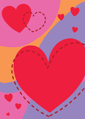 Abstract greeting card design with heart. Cartoon style design for Valentine’s Day, Mother’s Day and Women’s Day. Vector illustration