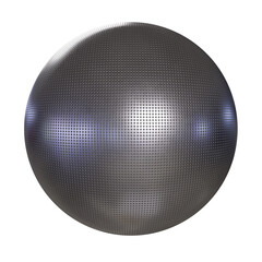 Abstract metallic ball with detailed textured surface, isolated on a transparent background