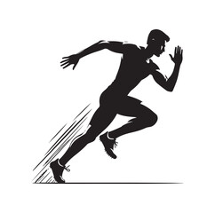 Track and field athlete in action silhouette vector illustration