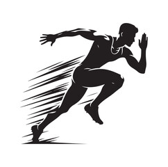 Track and field athlete in action silhouette vector illustration
