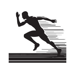 Track and field athlete in action silhouette vector illustration