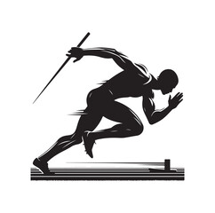 Track and field athlete in action silhouette vector illustration