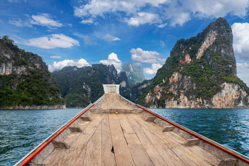 Scenic view of limestone cliffs in khao sok national park, thailand