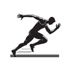 Track and field athlete in action silhouette vector illustration