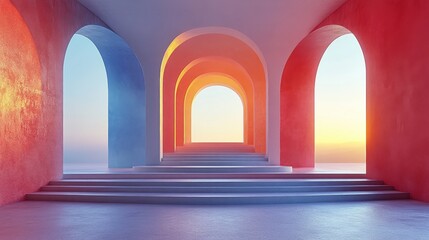 Vibrant Archways with Gradient Lighting in Contemporary Architecture