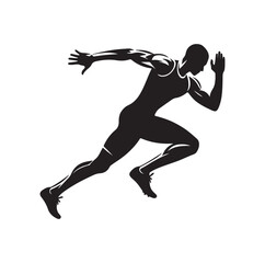 Track and field athlete in action silhouette vector illustration