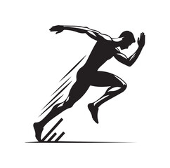 Track and field athlete in action silhouette vector illustration