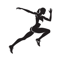 Track and field athlete in action silhouette vector illustration