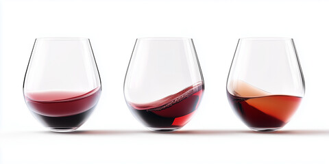 
You said:
Glass with red and white wine. transparent wineglasses on white background. alcohol glassware. Grape beverages serving. Isolated transparent goblets