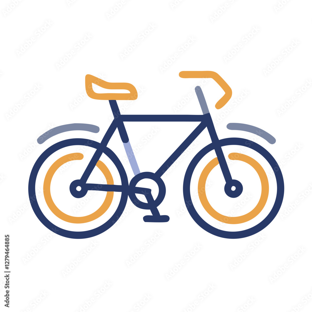 Aufkleber vector icon of a bicycle featuring distinct outlines and colored accents suitable for various design