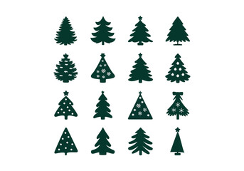 Unique Christmas Tree Silhouettes Vector Illustration - Perfect for Holiday Designs and Decorations