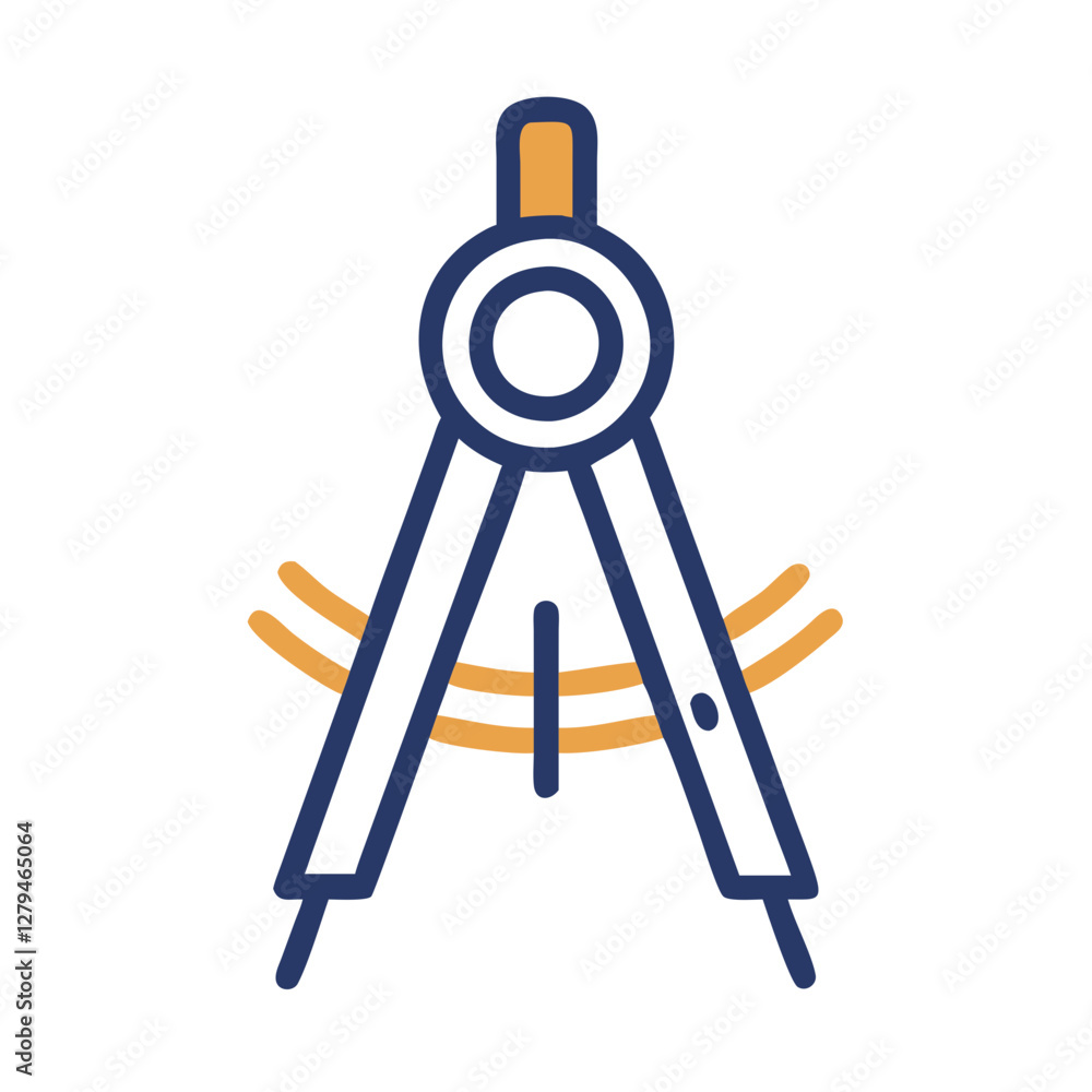 Poster icon of a compass tool used in drafting and design activities, symbolizing precision in technical dr
