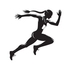 Track and field athlete in action silhouette vector illustration