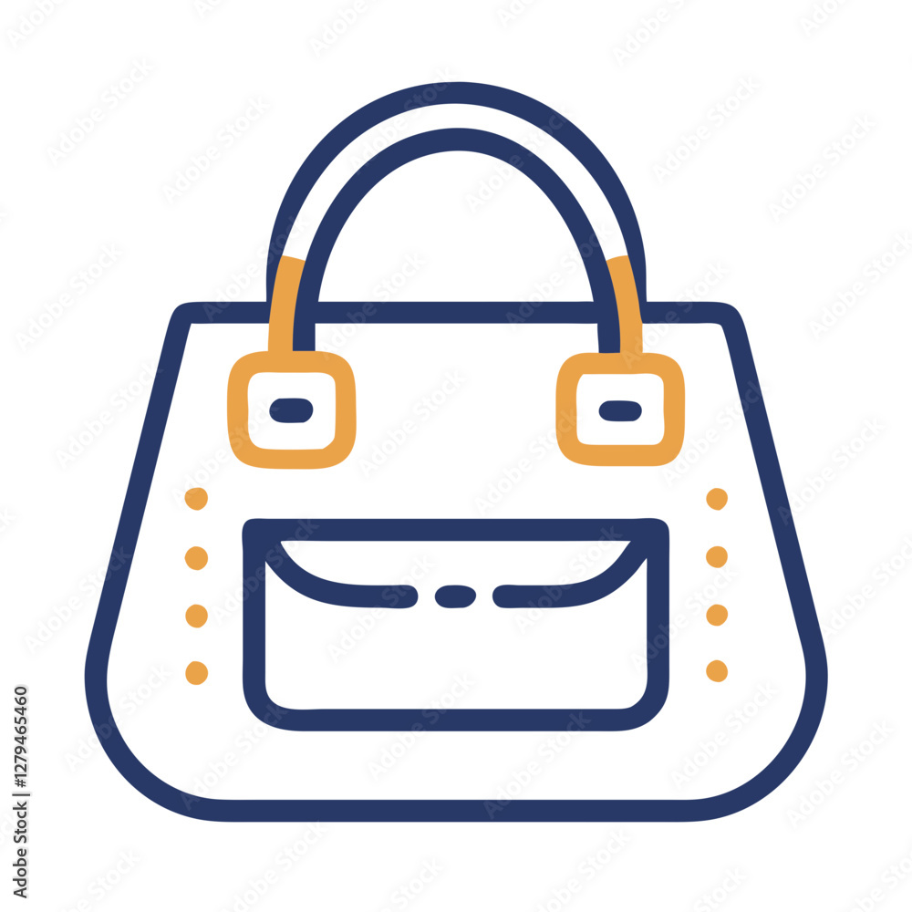 Poster stylized vector icon representing a handbag with distinctive details and a modern design for use in 