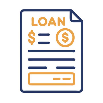 Loan application vector icon representing financial documentation and borrowing processes for individuals and businesses
