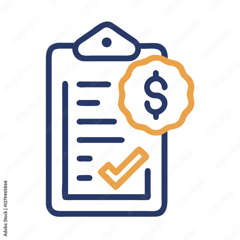 Aufkleber price check icon showcasing a clipboard with price tag symbol and checkmark in a simple vector desig