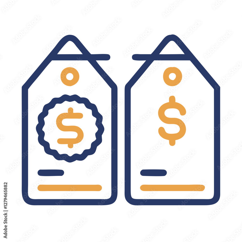 Poster design featuring price tags highlighting price comparison in a clean and modern vector style, suitab