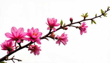 Obraz premium Vibrant blooming branch on clean white backdrop, nature's beauty