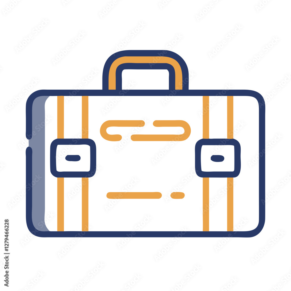 Poster stylish and simple vector icon of a suitcase suitable for travel, showcasing a modern design with li