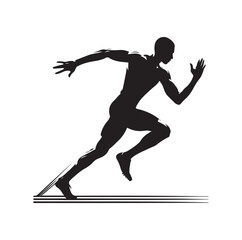 Track and field athlete in action silhouette vector illustration