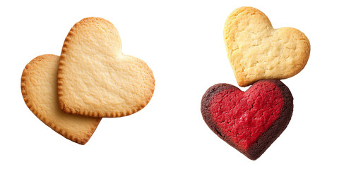Obraz premium set of a Heart-Shaped Cookies Assortment Isolated on Transparent Background