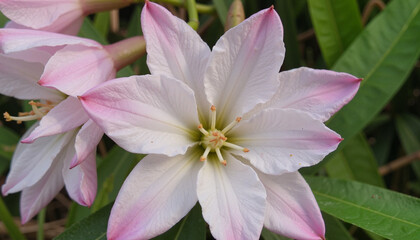 Delicate white blossom blooming with pink edges, nature's beauty