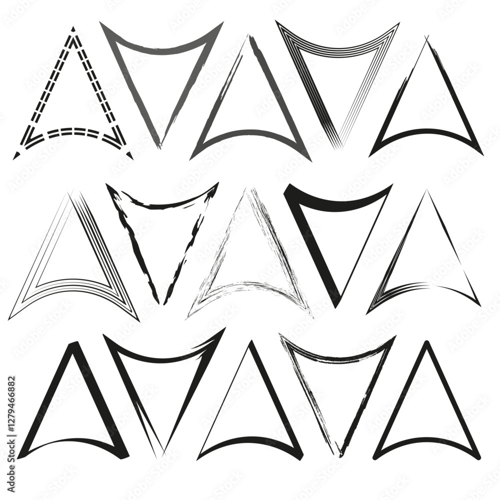 Aufkleber triangle frame icon. geometric shape symbol. abstract line border. vector artistic outline.