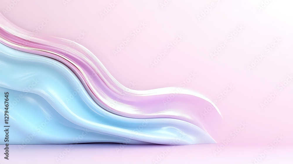 Aufkleber smooth flowing waves in soft pastel colors create gentle abstract background with blue and pink grad