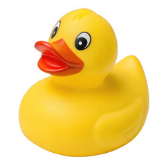 Classic rubber duck isolated on a transparent background, high-quality png for design and digital use