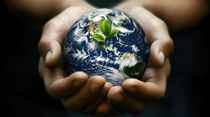 Protecting Our Precious Planet, Hands Gently Holding Earth