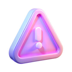 Pastel colored standing warning icon with exclamation mark for web and app design, png isolated on transparent background