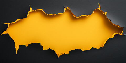 Yellow and black torn paper top view