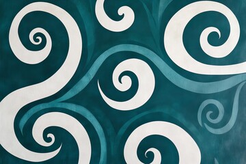 Naklejka premium Dynamic dark teal vortex spirals in ornamental art