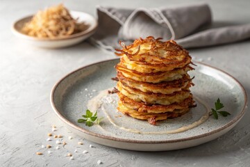 Minimalist Photo of Stacked Potato Pancakes 