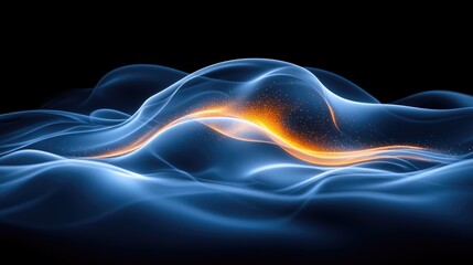 Obraz premium Abstract blue waves with golden light. Perfect for technology, energy, or flow concepts.