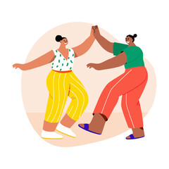 Happy dancing characters illustration in flat style