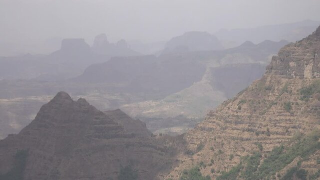 Time lapse of clouds moving over mountains of Simien national park in Ethiopia
