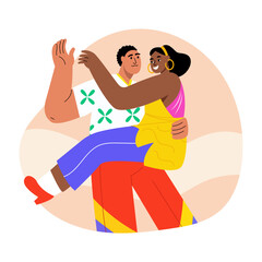 A flat style illustration of ballroom pair dancing together