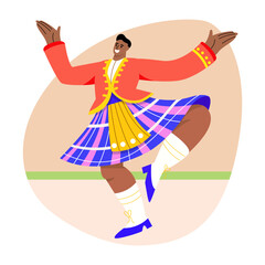 Regional dancer performance illustration in flat style