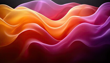 Obraz premium Abstract flowing waves in orange, pink, and purple hues. Ideal for backgrounds, website design, or to evoke feelings of fluidity and energy.