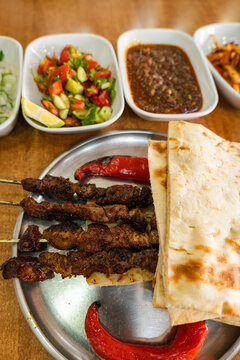 Ciger Kebabi served in restaurant Diyarbakir. traditional dish from Diyabakir, Turkish. 