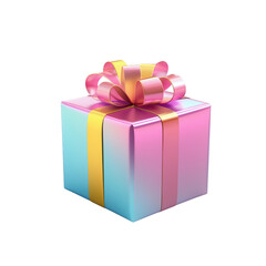 Colorful Gift Box with Ribbon Festive Occasion Product Photography Studio Setting Close-Up View Celebration Concept