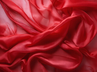 Obraz premium Elegant red silk fabric draped in soft waves, highlighting texture and sheen in a rich hue suitable for various design purposes