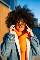 Stylish woman embracing urban fashion trends