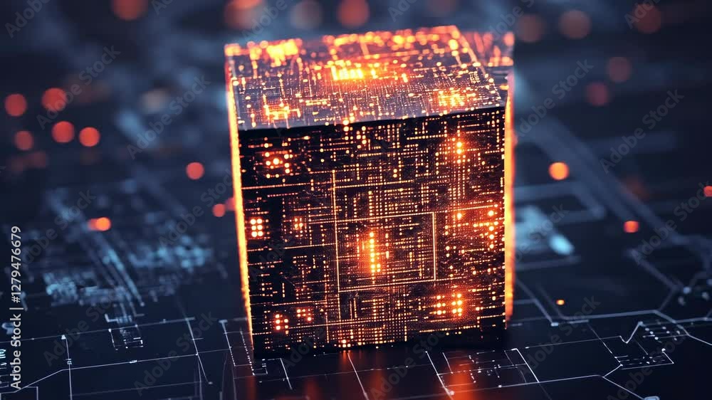 Aufkleber glowing cube representing advanced technology and digital innovation in a futuristic concept