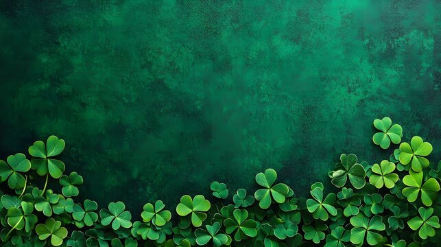 horizontal text banner with clover and blank space for text, st. patrick's day