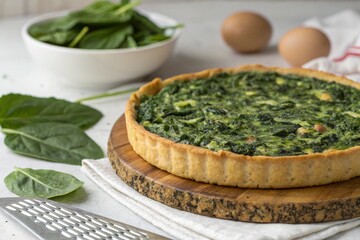 Vegetarian Spinach Pie with Egg and Cheese 
