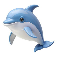 Fototapeta premium Dolphin. 3d rendering isolated on white background. Cartoon plastic style icon
