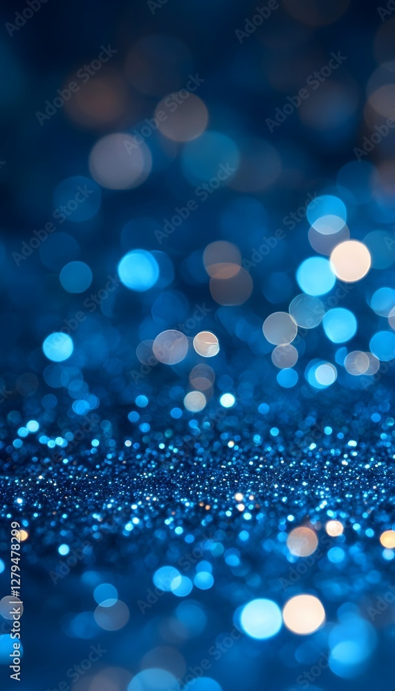 Poster beautiful blue sparkling glitter and bokeh creating a magical effect